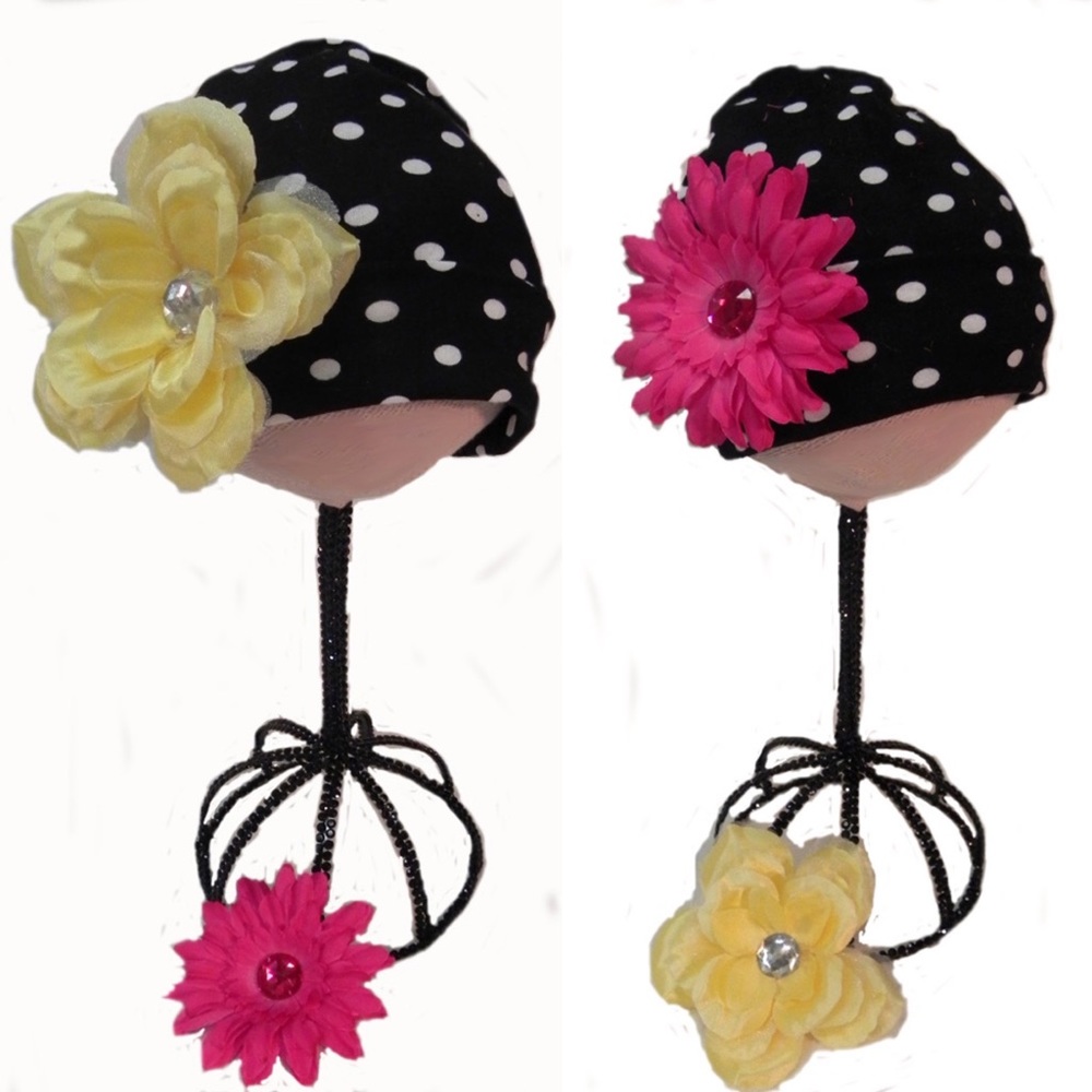NEW! Polka-dot & flowers baby cap